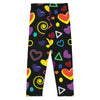 Kid's Leggings Black Heart Print 2Y-7Y