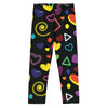 Kid's Leggings Black Heart Print 2Y-7Y