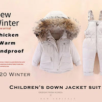 2pcs Set Children Winter Down Jacket and Jumpsuit