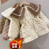 Girls Padded Thickened Wide Pockets Jacket 2Y-8Y