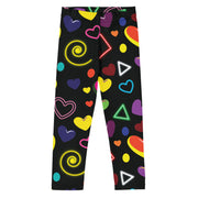 Kid's Leggings Black Heart Print 2Y-7Y