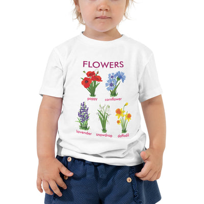 Toddler Short Sleeve Tee Flowers Names 2Y-5Y