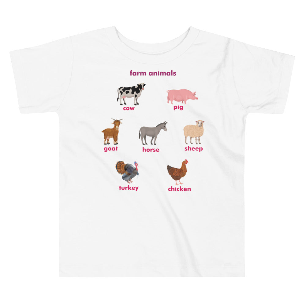 Toddler Short Sleeve Tee Farm Animals 2Y-5Y