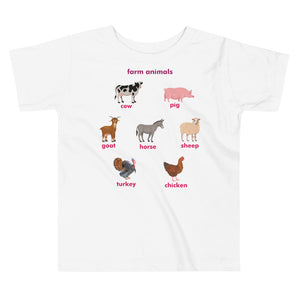 Toddler Short Sleeve Tee Farm Animals 2Y-5Y