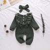 Pure Cotton Long Flare Sleeve Jumpsuit with Headband Set 6M-18M