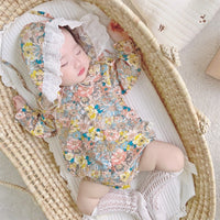Pure Cotton Peter Pan Collar Romper With Hat Set 6M-18M