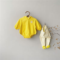 Cute Flower Long-Sleeved Hooded Sweater Romper Climbing Clothes 7M-24M