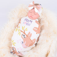2Pcs Newborn Receiving Blanket Bow