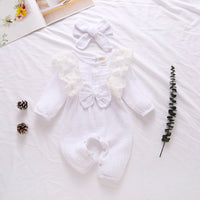 Pure Cotton Long Flare Sleeve Jumpsuit with Headband Set 6M-18M