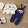 Truck Dungarees with Long Sleeve Shirt Set 6M-12M