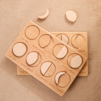 Montessori Science Toys Wooden Moon Puzzle Board  8 Moon Phases